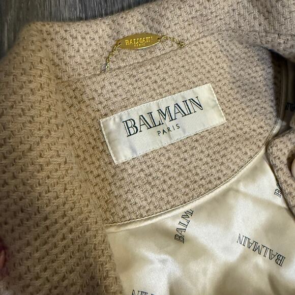 Balmain Paris 100% Cashmere Woven Coat Beige size 4/6 - Picture 10 of 14